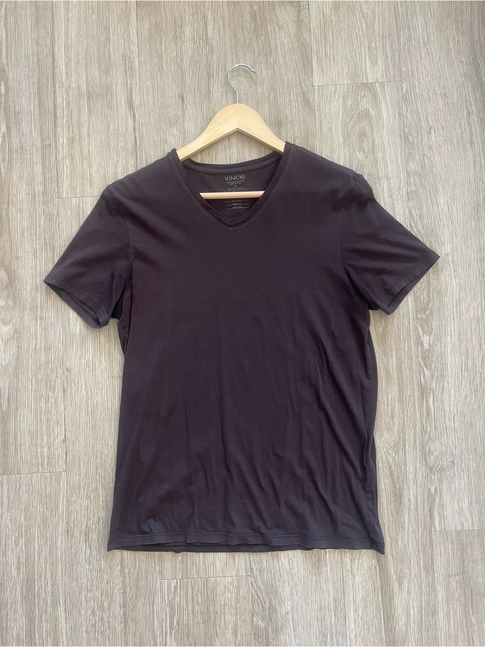 Vince Espresso Purple Pima 100% Cotton V-Neck T-Shirt Medium